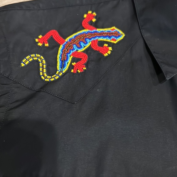 Ralph Lauren Purple label beaded Western shirt size M pearl snap buttons Cowboy - Picture 6 of 14